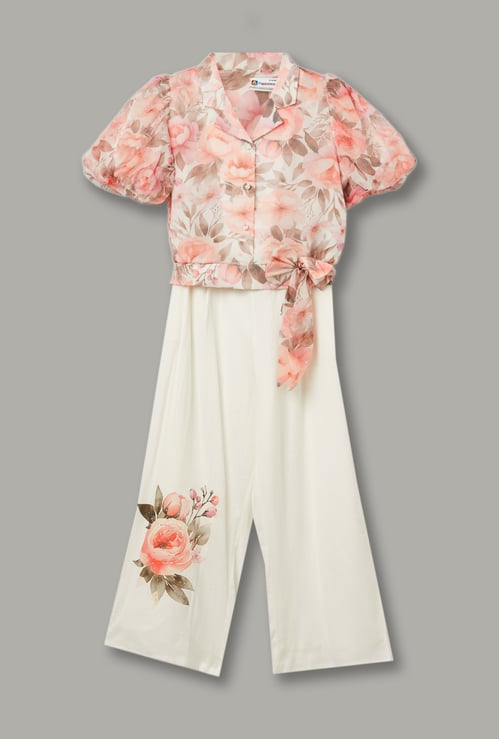 PEPPERMINT Girls Printed Top with Trousers Set