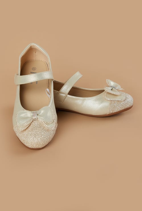 FAME FOREVER Girls Glitter Bow Ballerinas