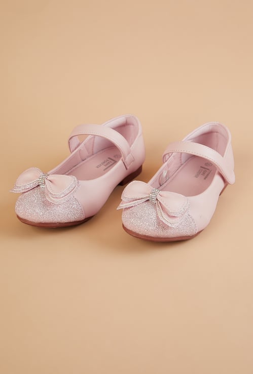 FAME FOREVER Girls Glitter Bow Ballerinas