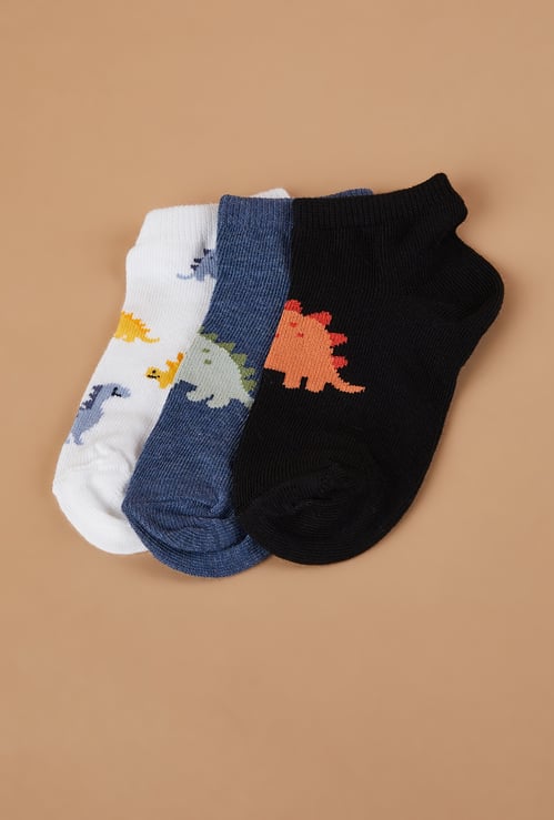 FAME FOREVER Dinosaur Ankle Length Socks - Pack of 3