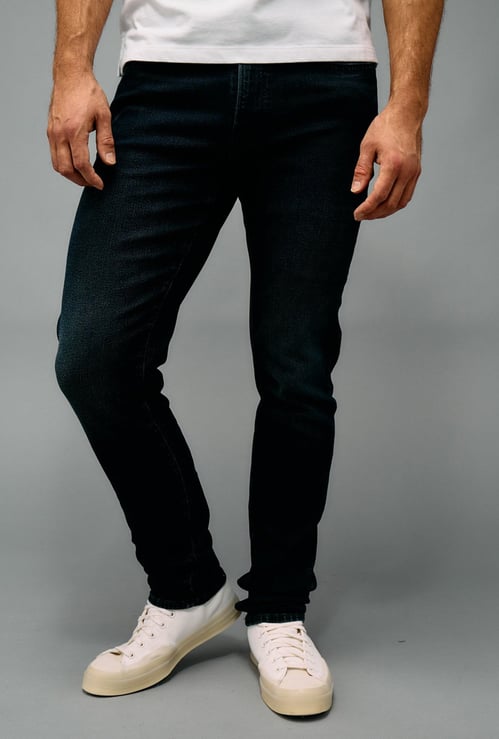 AMERICAN EAGLE Solid Dark Wash Slim Tapered Jeans