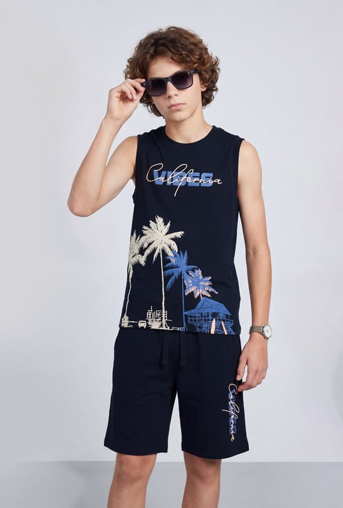FAME FOREVER Boys Printed T-shirt & Shorts Set