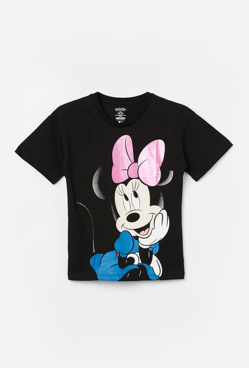 KIDSVILLE Girls Minnie Mouse Print T-shirt