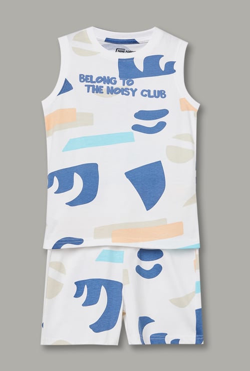 FAME FOREVER Boys Printed T-shirt and Shorts Set