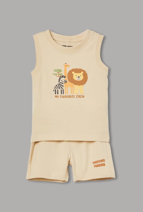 FAME FOREVER Boys Printed T-shirt and Shorts Set