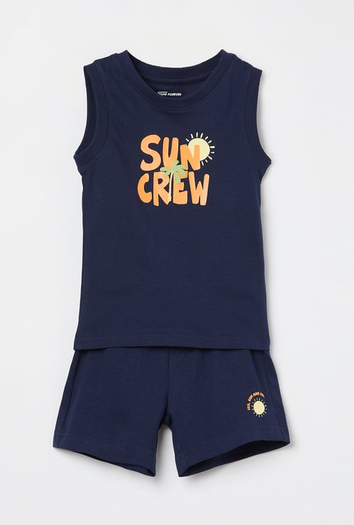 FAME FOREVER Boys Printed T-shirt with Shorts