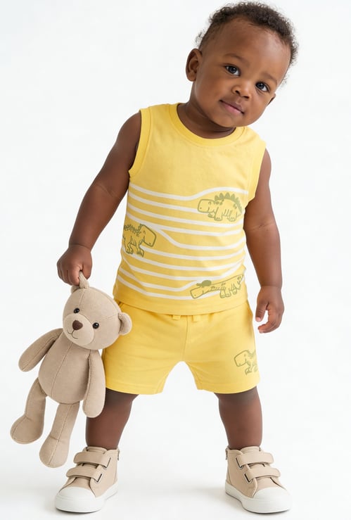 FAME FOREVER Boys Dinosaur Print T-shirt and Shorts