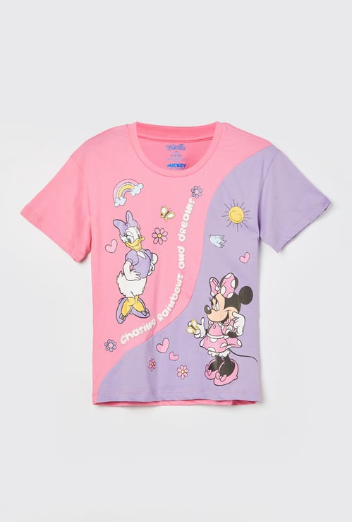 KIDSVILLE Girls Minnie Mouse Print T-shirt