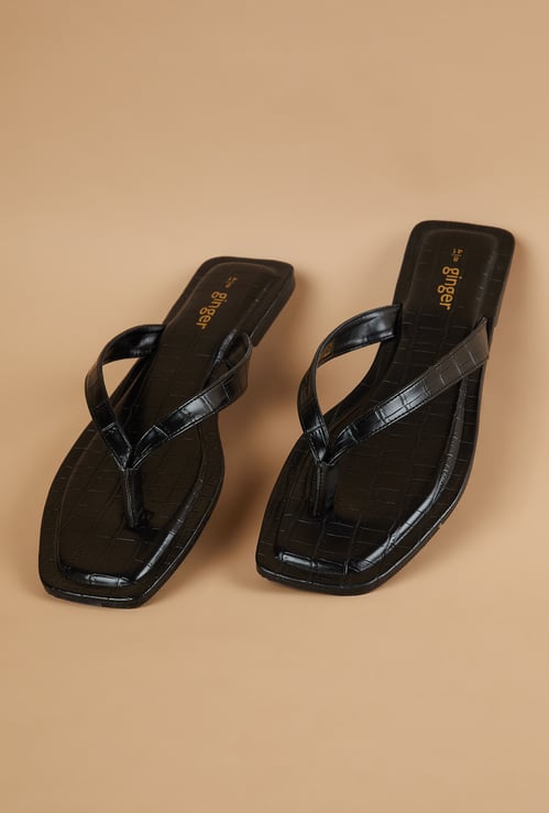 GINGER Textured Flats Sandals