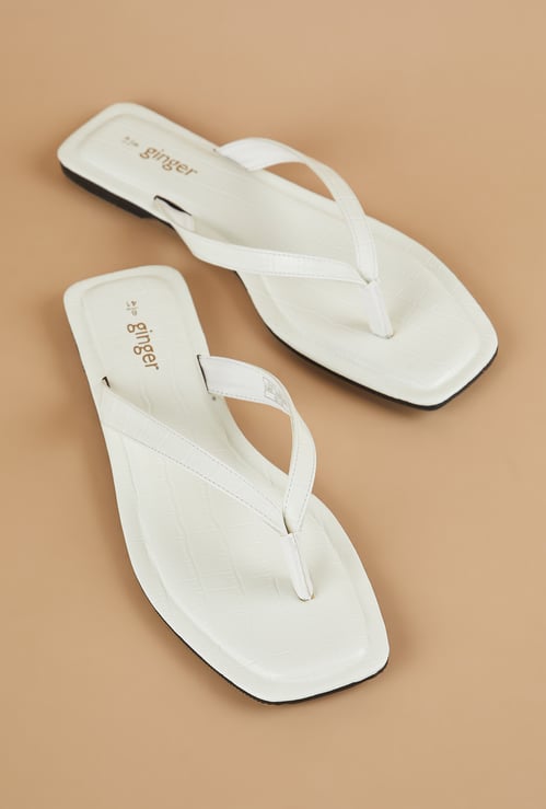 GINGER Textured Flats Sandals
