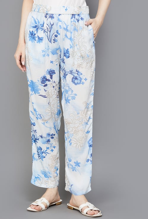 W Floral Print Straight Pants