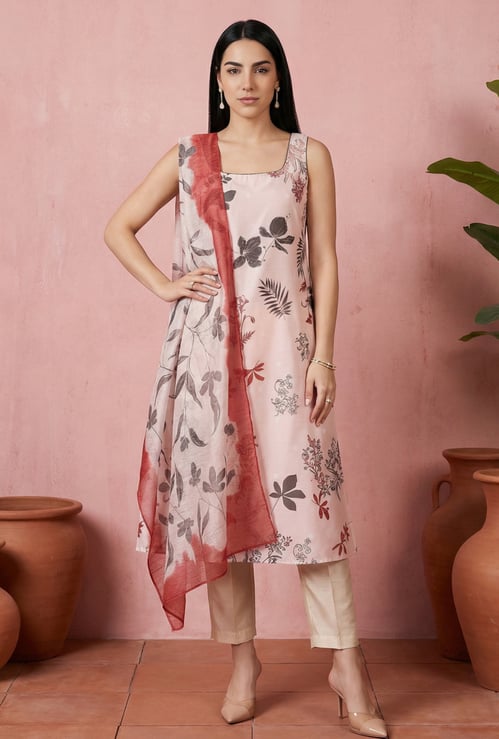 W Floral Print Straight Kurta Set