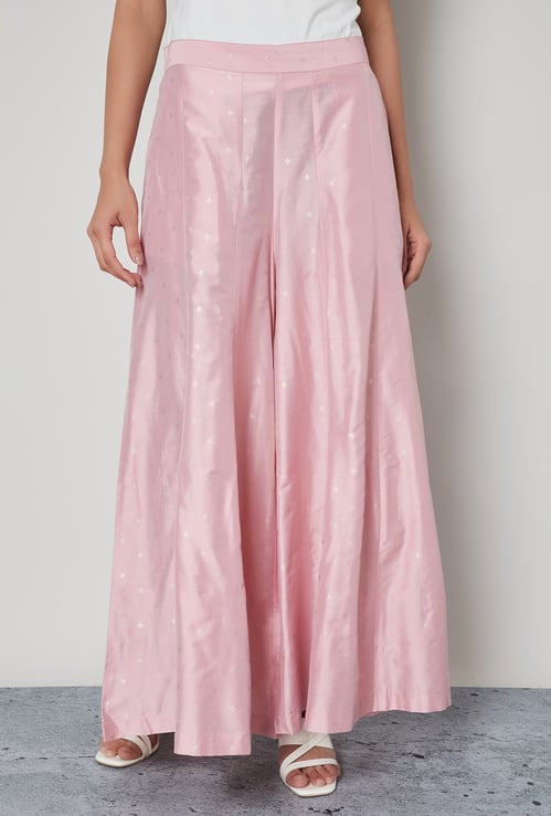 MELANGE Woven Design Flared Palazzos
