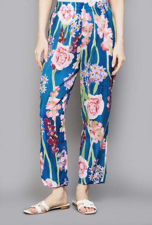 W Floral Print Straight Pants