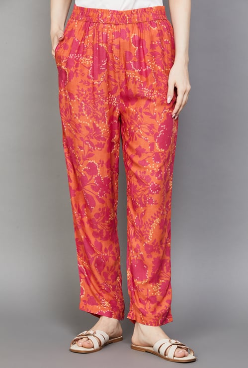 W Floral Print Straight Pants