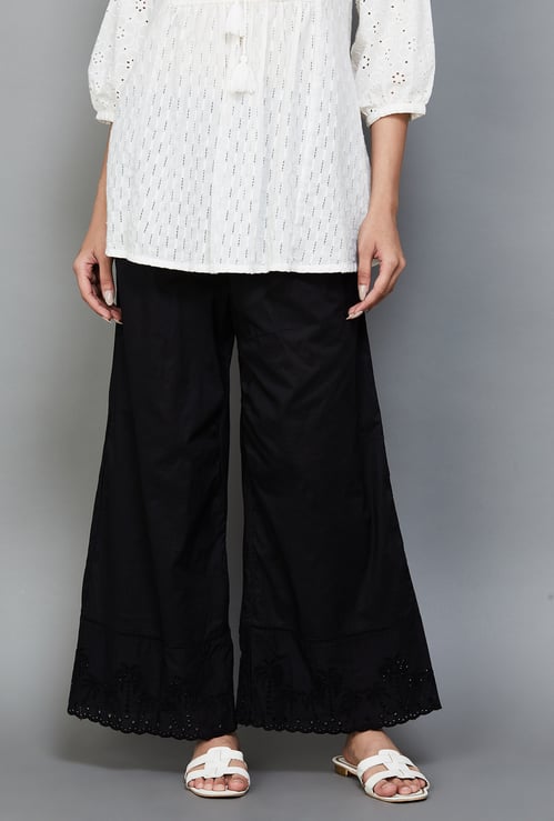 BIBA Schiffli Flared Palazzos