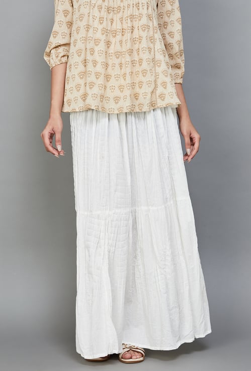 BIBA Solid Tiered Skirt