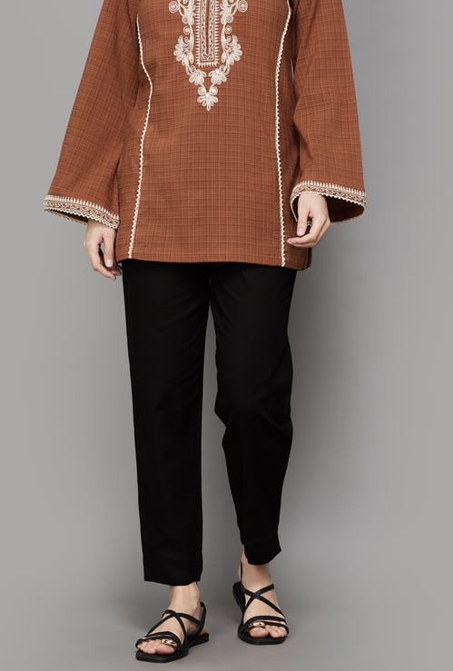 BIBA Solid Straight Pants
