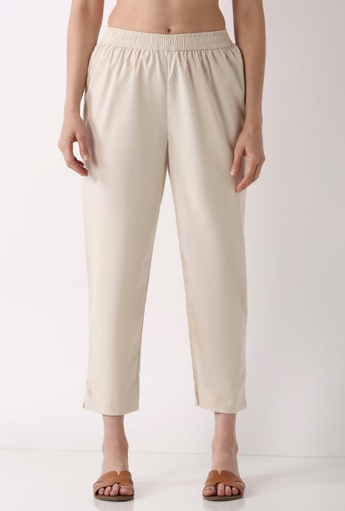 BIBA Solid Straight Pants
