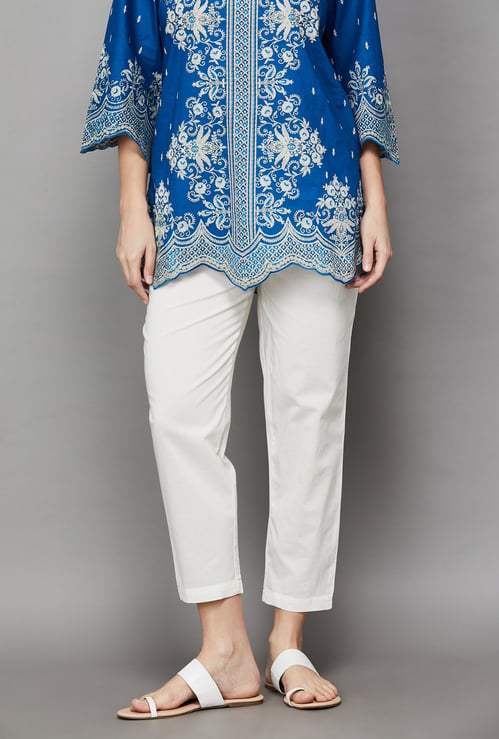 BIBA Solid Straight Pants