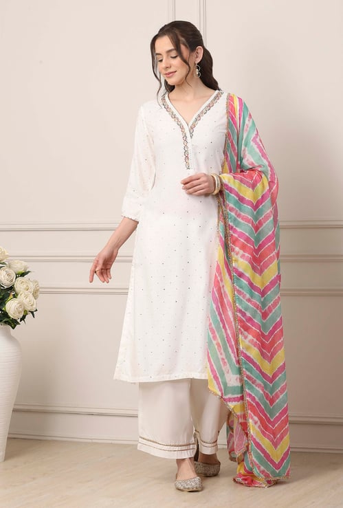 BIBA Embroidered Kurta Palazzo Set