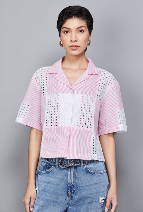 ONLY Striped Crop Shirt