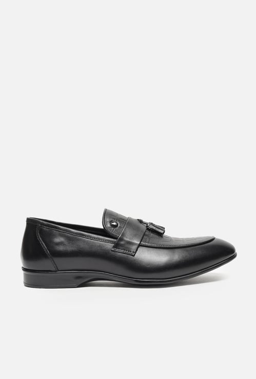 LOUIS PHILIPPE Embossed Tassel Slip-Ons