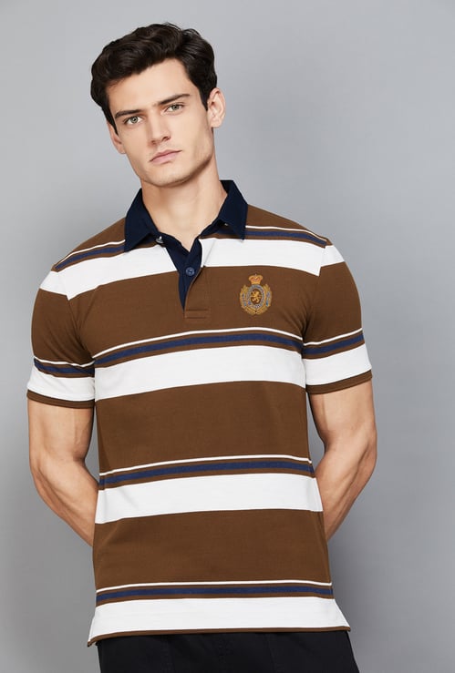 FAHRENHEIT Striped Polo T-shirt