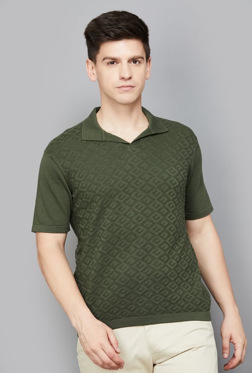 FAHRENHEIT Patterned Johnny Collar T-shirt