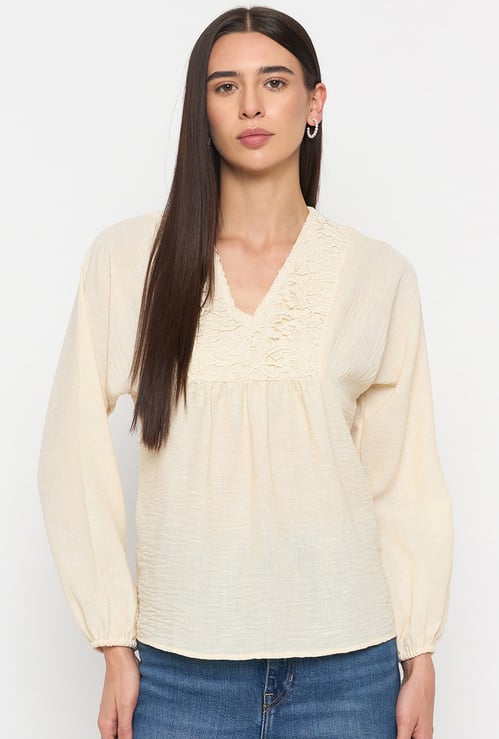 MADAME Lace Detailed V-Neck Tunic