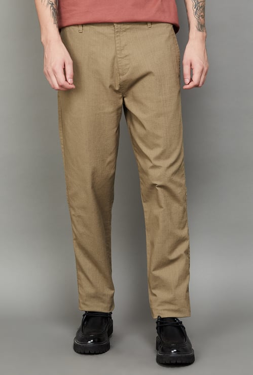 T-BASE Solid Regular Fit Trousers