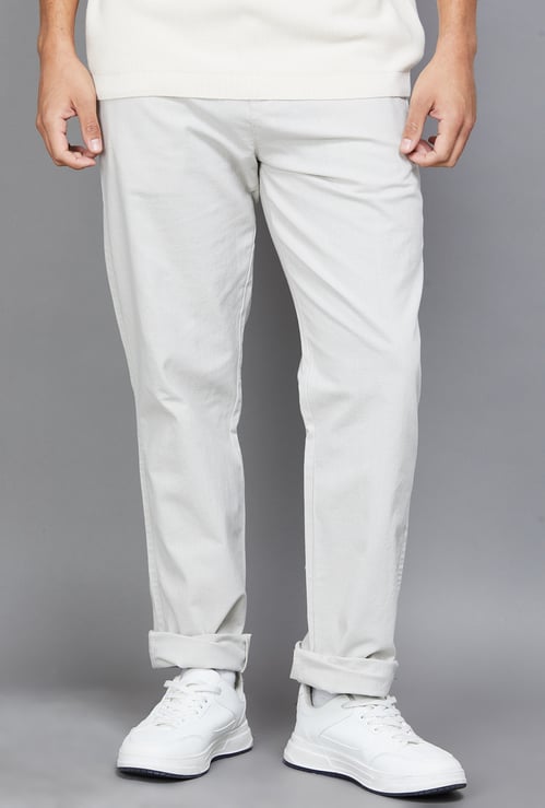 T-BASE Solid Regular Fit Trousers