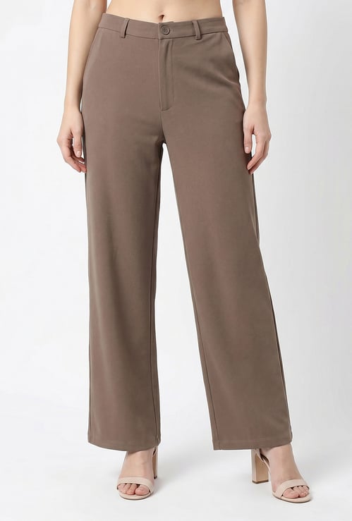 KRAUS Solid High Rise Straight Trousers