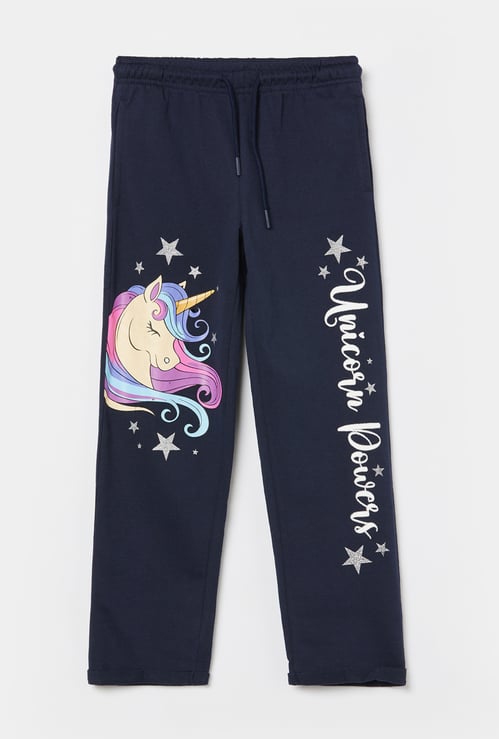 KIDSVILLE Girls Unicorn Printed Track Pants