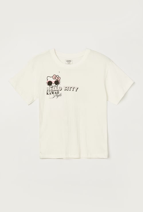 KIDSVILLE Girls Hello Kitty Print T-shirt