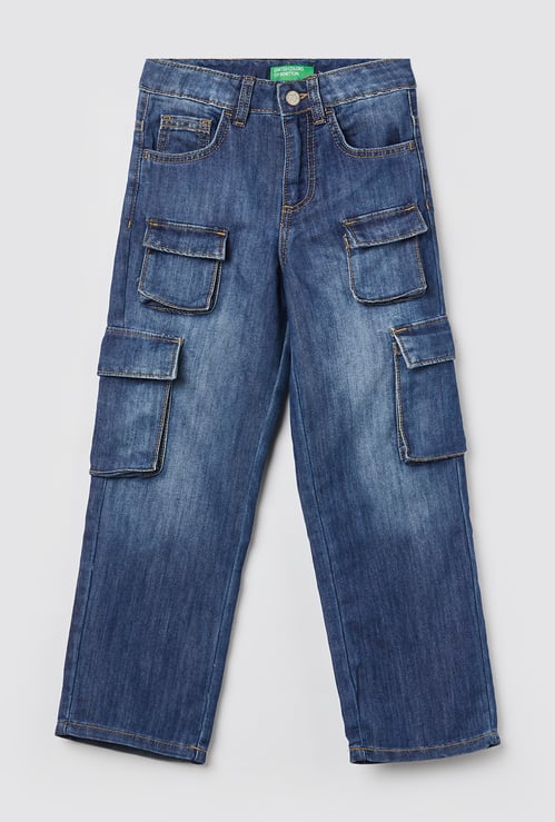 UNITED COLORS OF BENETTON Girls Washed Cargo Jeans