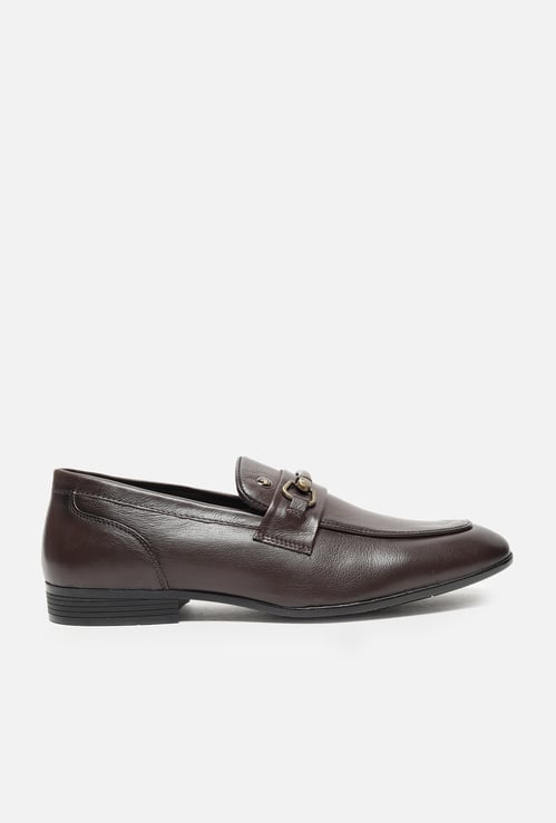 LOUIS PHILIPPE Solid Slip-Ons with Buckles