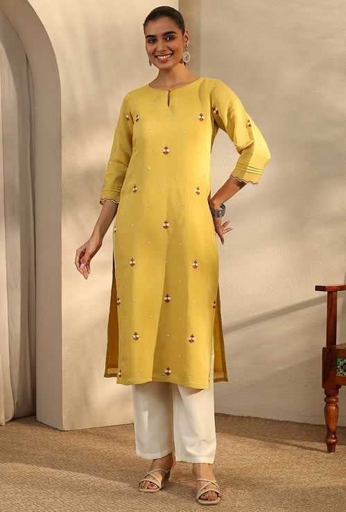 LIBAS Embroidered Keyhole Straight Kurta