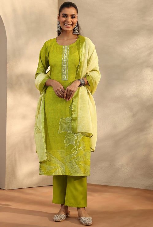 LIBAS Embroidered Straight Kurta Set
