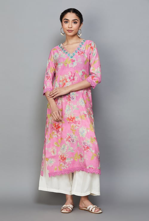 LIBAS Floral Print Straight Kurta