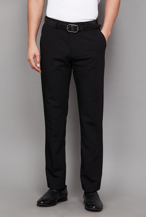 LOUIS PHILIPPE Solid Slim Straight Formal Trousers