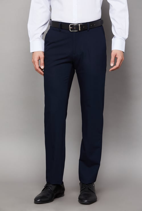 LOUIS PHILIPPE Solid Slim Straight Formal Trousers