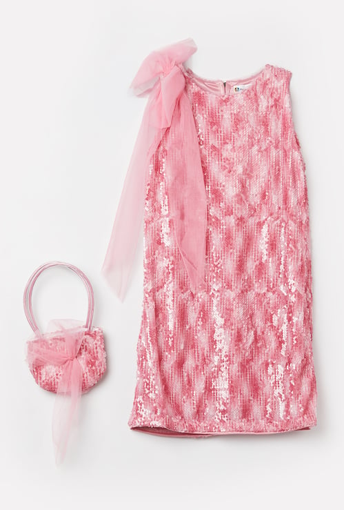 PEPPERMINT Girls Embellished Dress with Purse Set