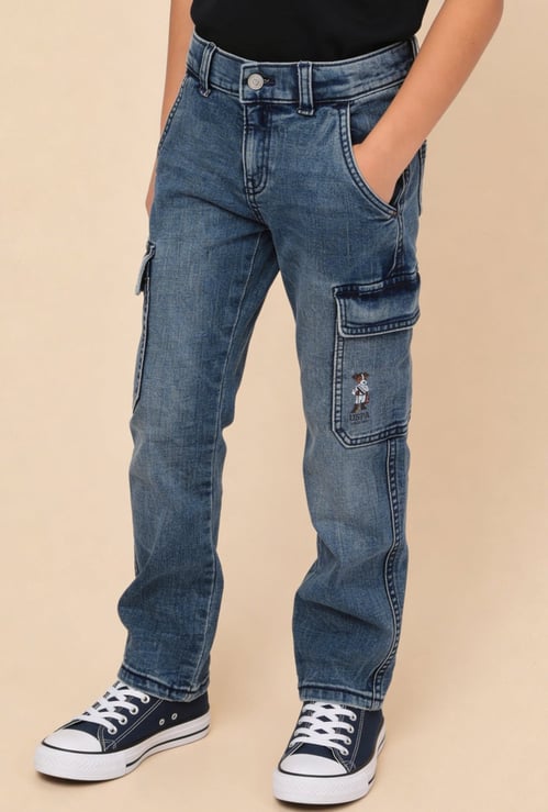 US POLO ASSN KIDS Washed Comfort Cargo Jeans