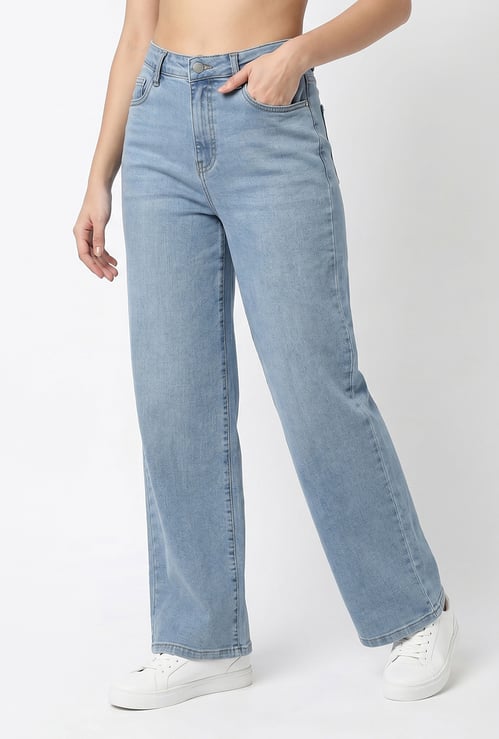 KRAUS Solid Wide Leg Jeans