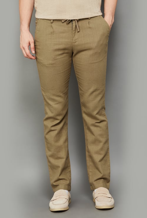 ALLEN SOLLY Solid Classic Fit Trousers