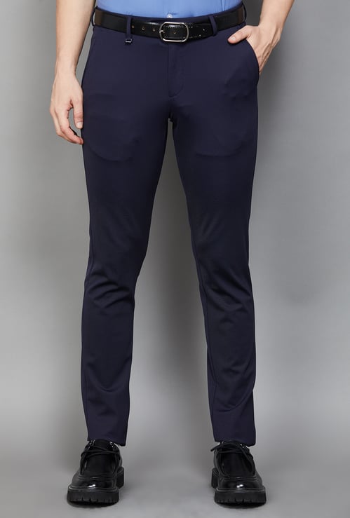 VAN HEUSEN Textured Super Slim Fit Formal Trousers