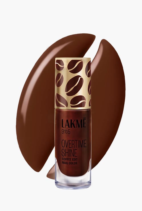 LAKME 9to5 Overtime Shine Coffee Edit Nail Colour - Espresso Shot - 6ml