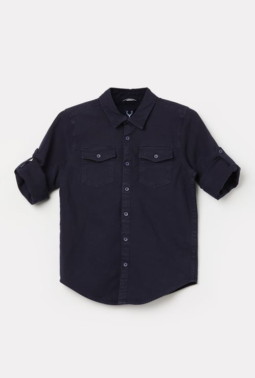 ALLEN SOLLY Boys Solid Regular Fit Shirt