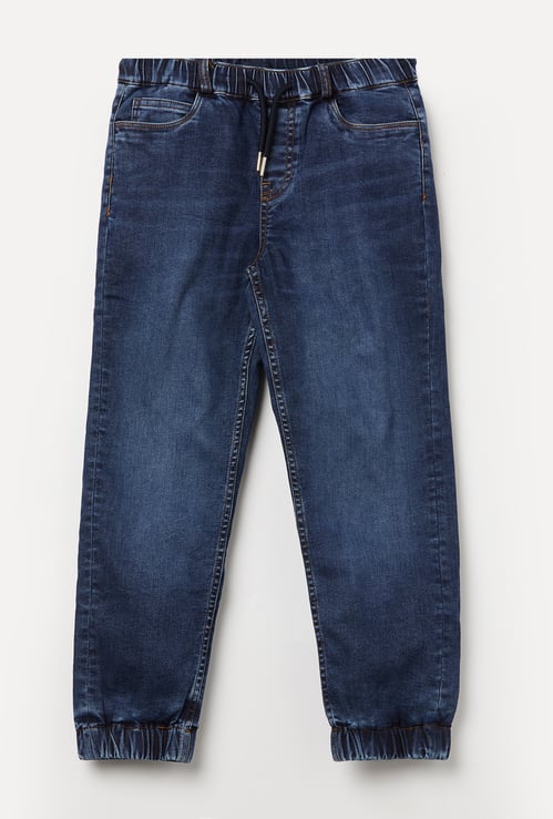 ALLEN SOLLY Boys Medium Wash Jogger Jeans